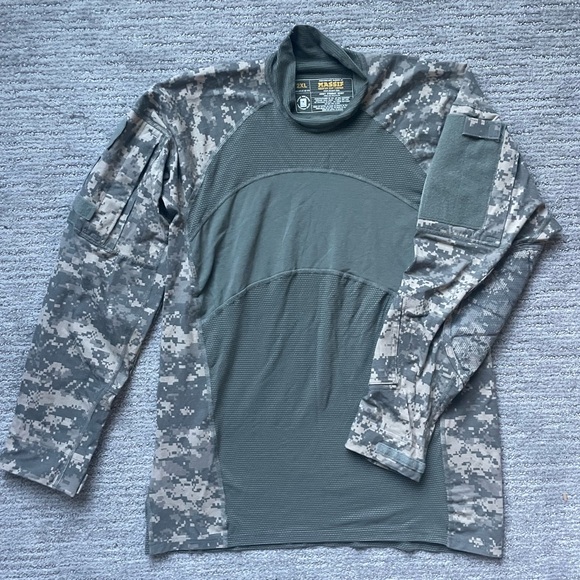 Massif Army Combat Shirt Mens Size XXL Flame Long Sleeve Digital Camo USA - Picture 1 of 10
